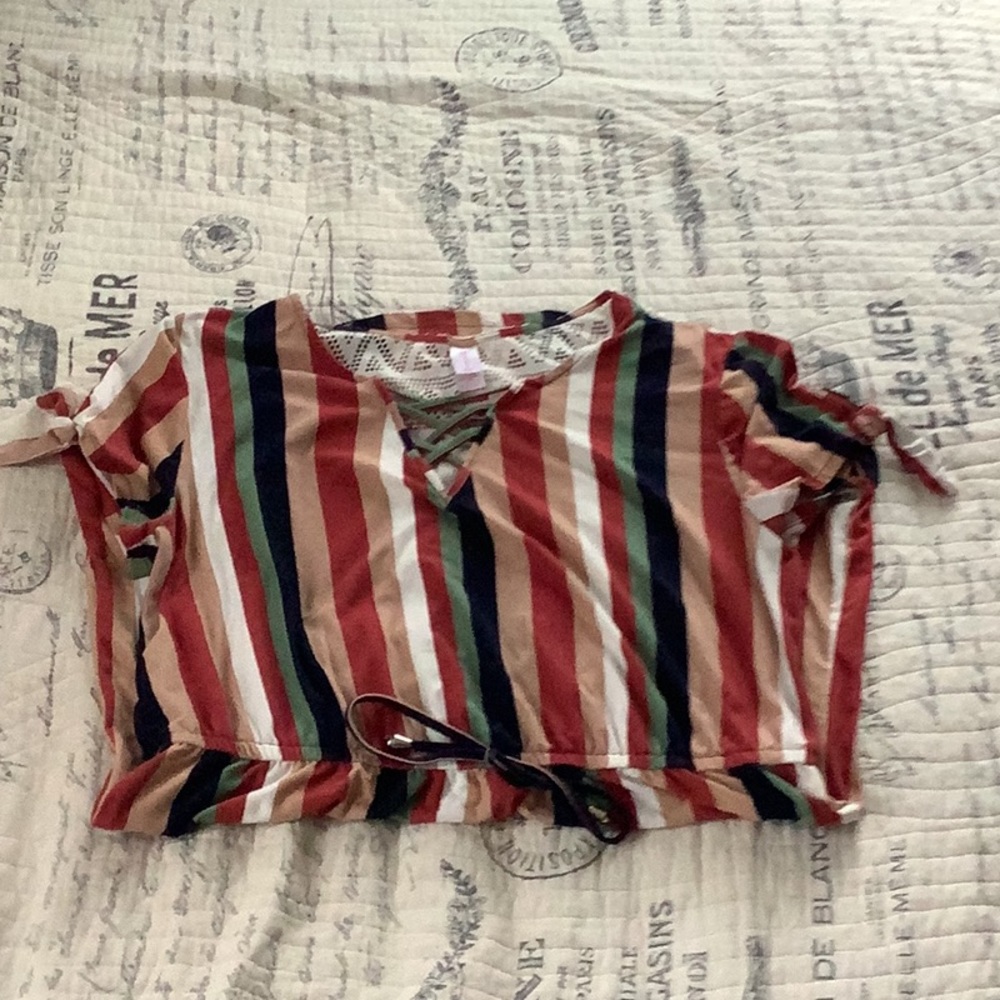 Multicolored V Cut Striped Dress